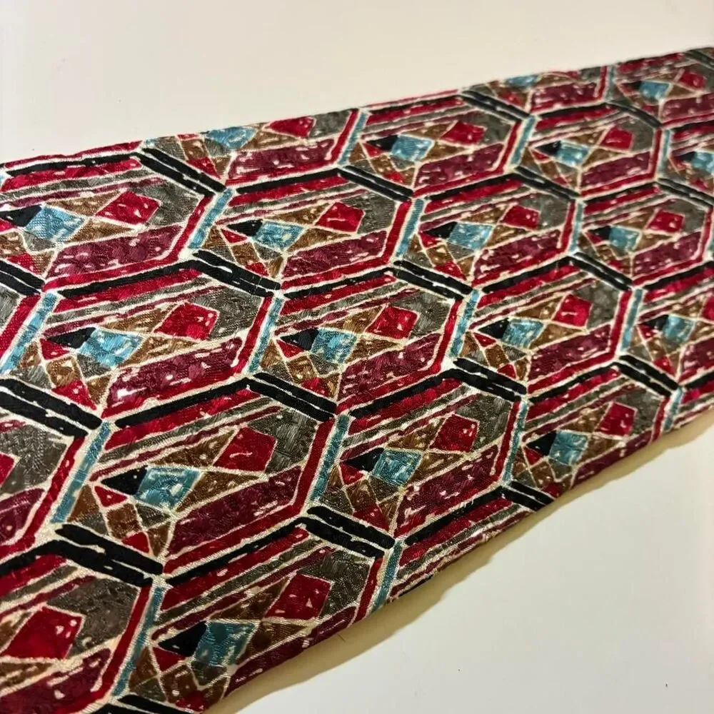 Vintage Henry Grethel Italian Silk Necktie Custom NY Yankees Geometric 90s